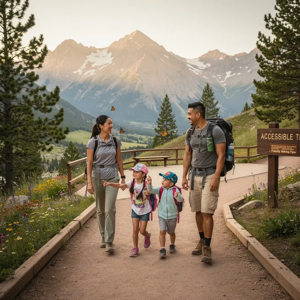 Dzieci bawiące się na placu zabaw przystosowanym dla osób z niepełnosprawnościami.